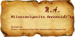 Miloszavlyevits Annunciáta névjegykártya